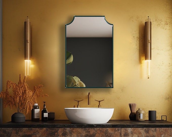 Arch Top Wall Mirror, Elegant Vanity Decor, Modern Frame Design, Scalloped Accent Mirror, Mirror Wall Decor, Statement Wall Piece by Asmiro