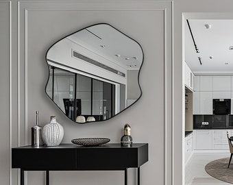 Rotary Mirror, Irregular Circle Mirror, Propeller Mirror, Glam Wall Mirror, Asymmetrical Scalloped Mirror - Glamour Wall Decor by Asmiro
