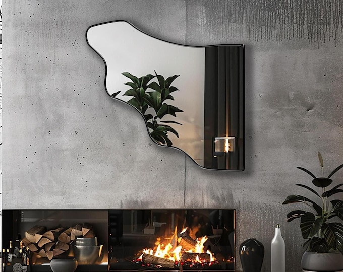 Cliff Mirror by Asmiro | Unique Asymmetrical Mirror Inspired by Natural Cliffs | Elegant Wall Mirror for Living Room, Entryway or Bathroom