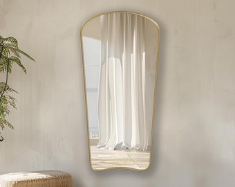 Dolce Mirror by Asmiro – Gold Framed Organic Wall Mirror, Italian-Inspired Asymmetrical Mirror for Bathroom Vanities, Mantels, and Entryways