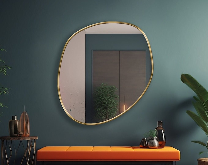 Freeform Mirror, Pebble Mirror, Asymmetrical Mirror, Abstract Mirror, Pond Mirror, Irregular Mirror, Wavy Wall Mirror for Elegant Home Decor