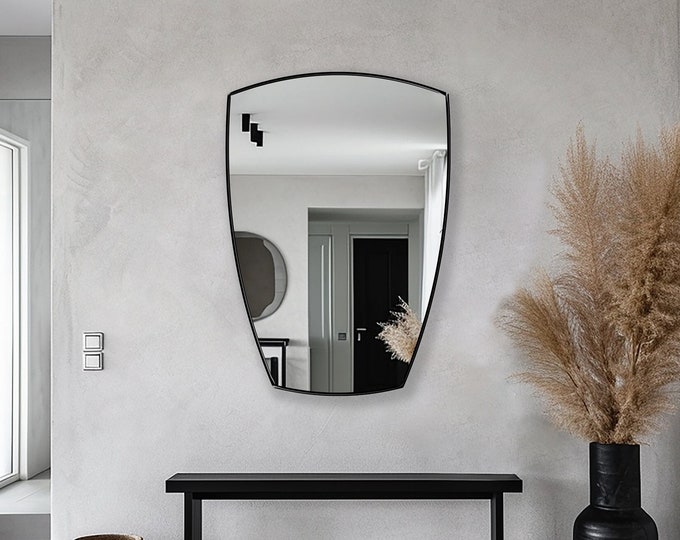 Harmony Mirror | Sleek Distinctive Vanity Mirror | Modern Statement Wall Hanging Mirror | Aesthetic Mirror for Bathroom & Entryway Decor