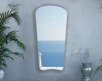 Dolce Mirror by Asmiro – Gold Framed Organic Wall Mirror, Italian-Inspired Asymmetrical Mirror for Bathroom Vanities, Mantels, and Entryways