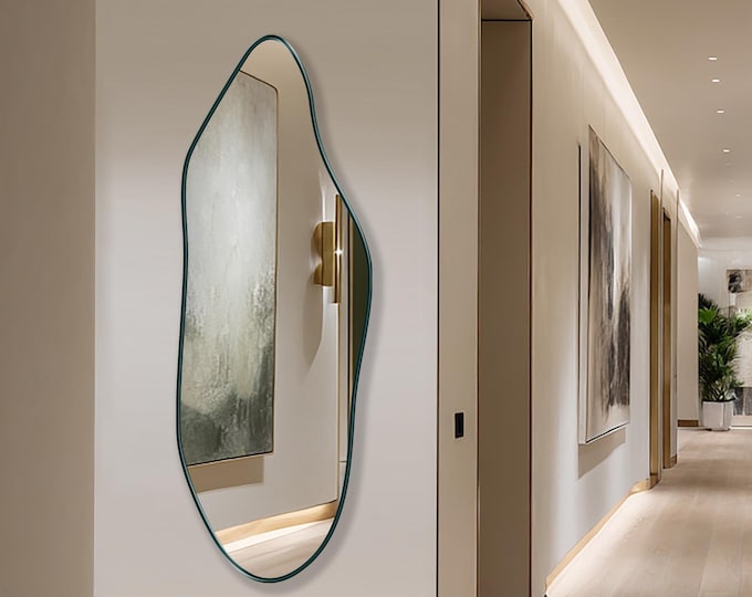 Denali Mirror by Asmiro – Asymmetrical Mirror, Vertical Full Length Mirror, Tall Organic Mirror Inspired by North America’s Highest Peak