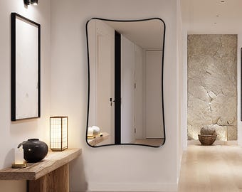 Talisman Mirror by Asmiro - Wavy Wall Mirror for Bathroom, Living Room or Entryway | Modern Curved Design, Custom Size Artistic Decor