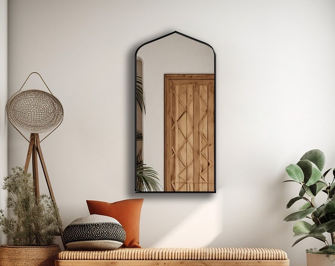 Moorish Wall Mirror: Islamic, Bohemian, Japandi Inspired, Mirror Wall Decor, Abstract Minaret Design, Full Length Statement Mirror by Asmiro