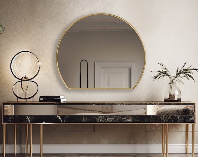 Half Circle Mirror, Cut Circle Wall Mirror, Semicircle Mirror, Aesthetic Wall Mirror - Decorative Wall Mirrors for Elegant Homes by Asmiro