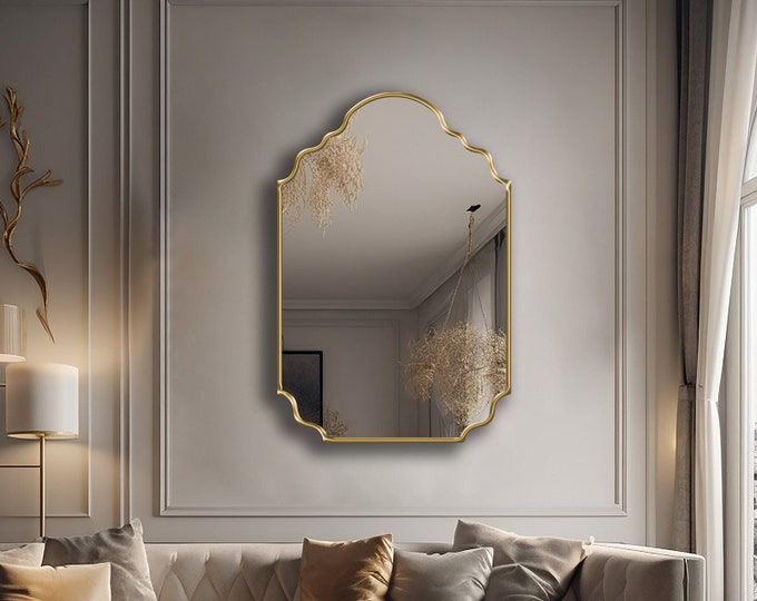 Rialto Scalloped Mirror: Venetian Bridge-Inspired Arch Mirror - Elegant Wall Decor with Scalloped Charm - A Statement Mirror by Asmiro