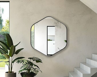 Caldera Mirror | Curvy Hexagon Wall Mirror | Modern Geometric Vanity Mirror | Bold & Artistic Wall Decor | Statement Piece by Asmiro