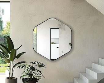 Caldera Mirror | Curvy Hexagon Wall Mirror | Modern Geometric Vanity Mirror | Bold & Artistic Wall Decor | Statement Piece by Asmiro