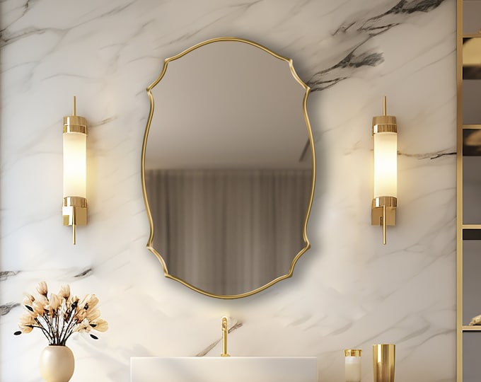 Golden Gate Curve Mirror: Inspired by the Flowing Design of Iconic Bridge, Vanity Mirror, Mirror Wall Decor, Elegant Crest Mirror by Asmiro