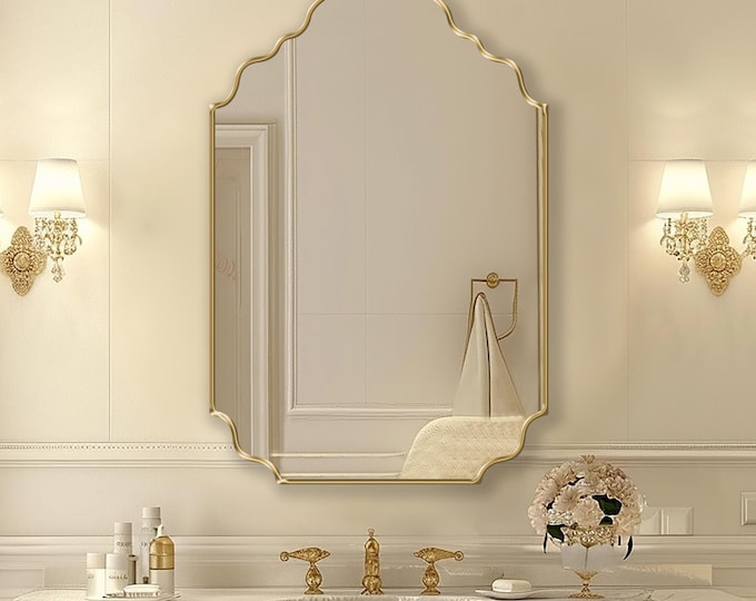 Rialto Mirror, Scalloped Wall Mirror, Venetian Inspired Arch Mirror, Aesthetic Bathroom Vanity Mirror, Entryway Mirror, Powder Room Mirror