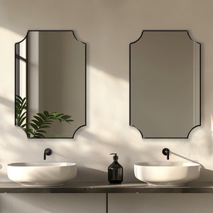 Scalloped Rectangle Mirror, Elegant Wall Mirror, Scallop Corners Mirror, Cut Corner Mirror, Dropzone Mirror, Scalloped Edge Mirror by Asmiro