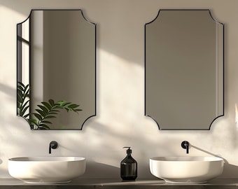 Scalloped Rectangle Mirror, Elegant Wall Mirror, Scallop Corners Mirror, Cut Corner Mirror, Dropzone Mirror, Scalloped Edge Mirror by Asmiro