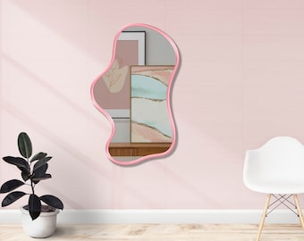 Pink Mirror, Preppy Room Mirror, Coquette Room Mirror, Indie Room Mirror, Teenage Room Mirror - Funky Mirror for Aesthetic Y2K Room Decor