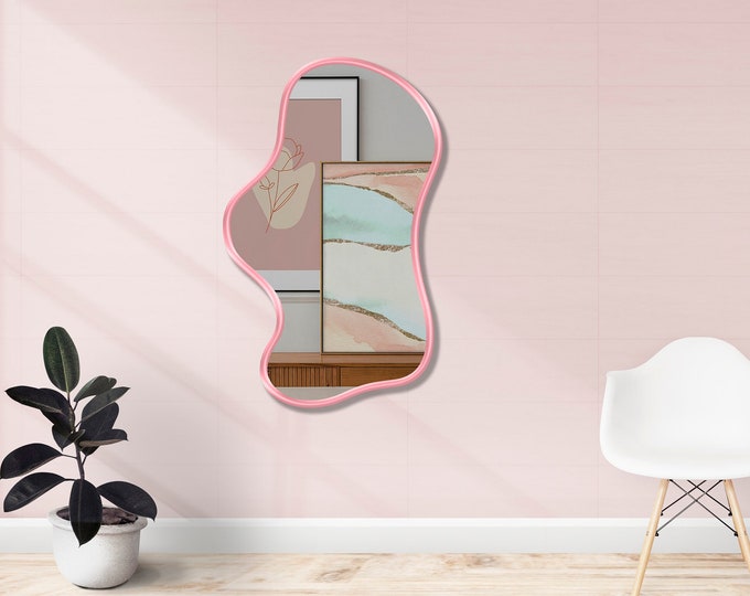 Pink Mirror, Preppy Room Mirror, Coquette Room Mirror, Indie Room Mirror, Teenage Room Mirror - Funky Mirror for Aesthetic Y2K Room Decor