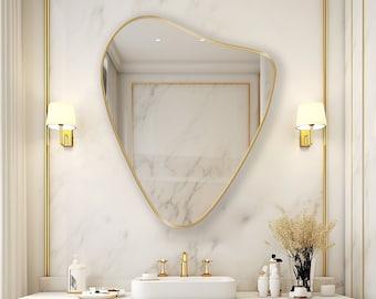 Heart Mirror, Asymmetrical Mirror, Irregular Wall Mirror, Graceful Mirror, Uneven Mirror, Statement Mirror for Elegant Home Decoration