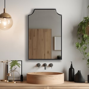 Arch Top Wall Mirror, Elegant Vanity Decor, Modern Frame Design, Scalloped Accent Mirror, Mirror Wall Decor, Statement Wall Piece by Asmiro