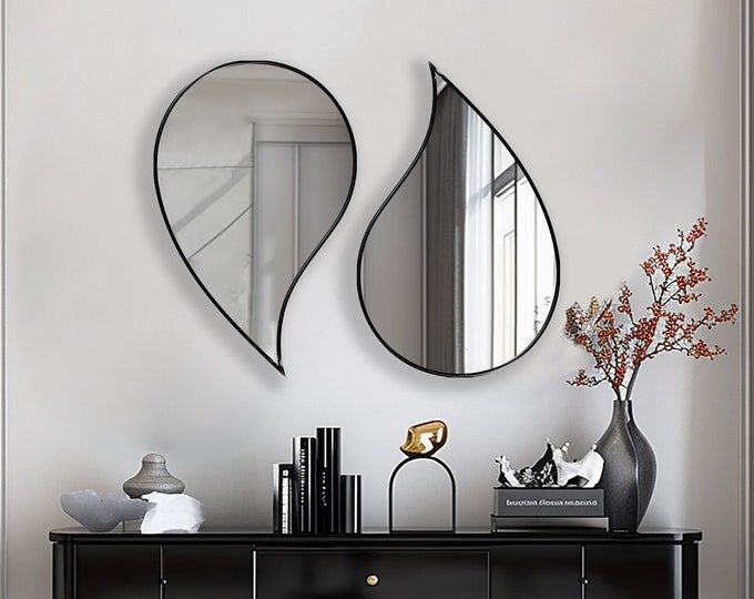 Teardrop Mirror | Waterdrop Shaped Wall Mirror | Modern Droplet Mirror for Wall Decor Art | Raindrop Mirror | Bold Accent for Interiors