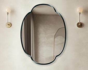 Tetra Mirror by Asmiro - Quatrefoil Inspired Wall Mirror for Bathroom, Entryway or Bedroom | Curved Shape Designer Decor, Custom Sizes