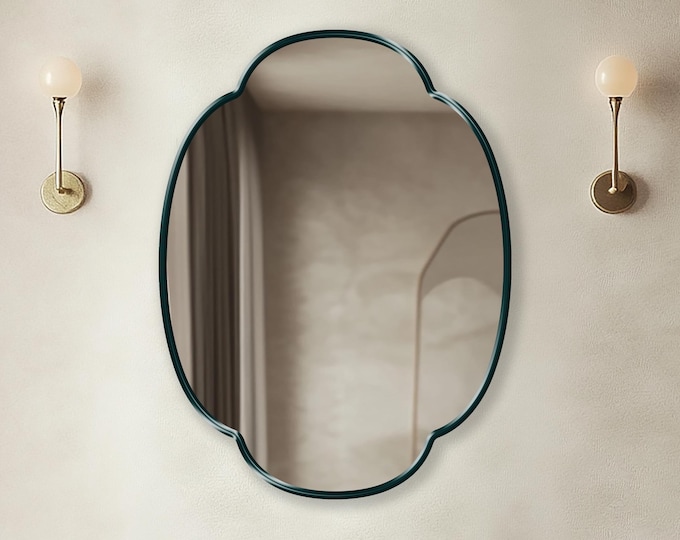 Tetra Mirror by Asmiro - Quatrefoil Inspired Wall Mirror for Bathroom, Entryway or Bedroom | Curved Shape Designer Decor, Custom Sizes