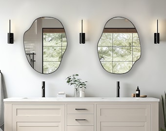 Amoeba Shaped Mirror, Asymmetrical Mirror, Irregular Mirror, Pebble Mirror, Pond Mirror - Asymmetrical and Aesthetic Upgrade for Your Decor