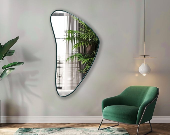 Boomerang Mirror, Mid-Century Modern Wall Decor, Unique Asymmetrical Design Wall Mirror, Statement Art Mirror, Contemporary Home Accent