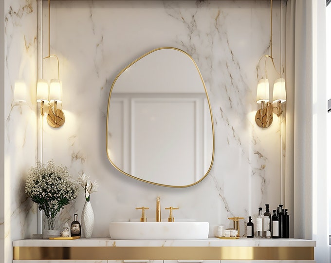 Asymmetrical Wall Mirror, Freeform Mirror, Mirror Wall Decor, Accent Wall Mirror, Bathroom Mirror, Aesthetic Wall Hanging Mirror by Asmiro