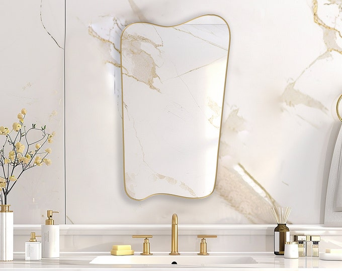 Whimsical Mirror - Organic Wall Mirror, Vanity Mirror, Irregular Mirror - Deliberately Uneven, Unique Piece for the Dream Powder Room