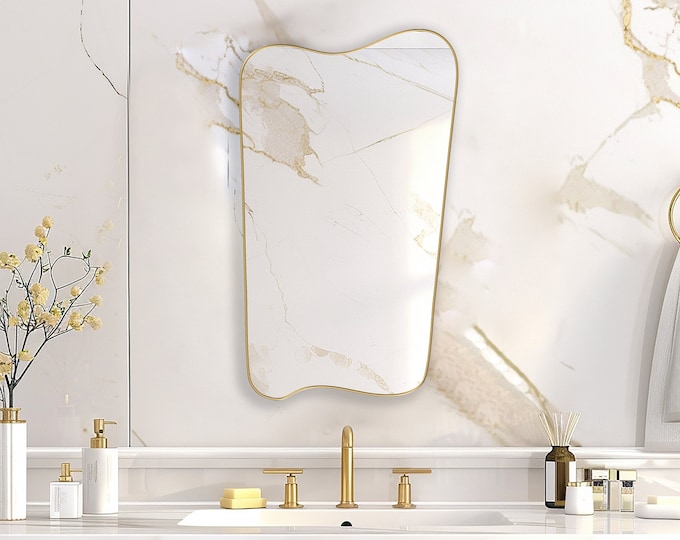 Whimsical Mirror - Organic Wall Mirror, Vanity Mirror, Irregular Mirror - Deliberately Uneven, Unique Piece for the Dream Powder Room