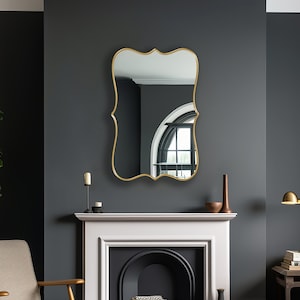 Art Deco Mirror, Ornate Mirror, Mirror Wall Decor, Quatrefoil Mirror, Scalloped Mirror, Curvy Bracket Edge Aesthetic Appeal Mirror by Asmiro