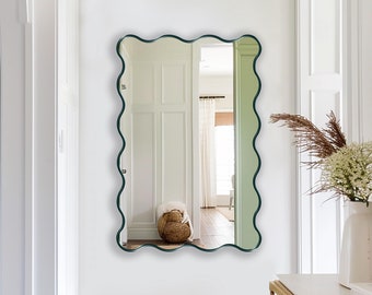 Modern Wall Mirror | Squiggly Mirror | Unique Mirror for Living Room or Bathroom | Decorative Vanity Mirror | Statement Mirror for Entryway
