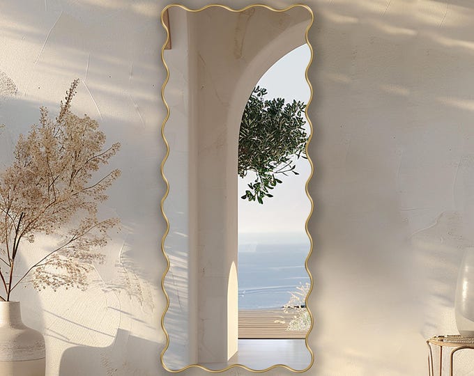 Modern Wall Mirror | Squiggly Mirror | Unique Mirror for Living Room or Bathroom | Decorative Vanity Mirror | Statement Mirror for Entryway