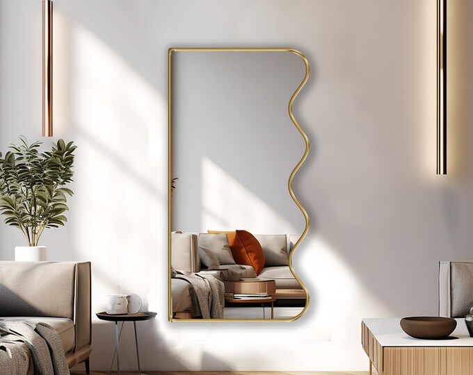 Squiggle Mirror, Funky Mirror, Wavy Mirror, Full Length Mirror, Wiggle Mirror, Full Size Squiggly Mirror - The Perfect Accent for Any Room