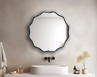 Scalloped Mirror, Circle Mirror, Round Mirror, Circular Wall Mirror, Sunburst Mirror by Asmiro - Charming Wall Mirror for Your Home Decor