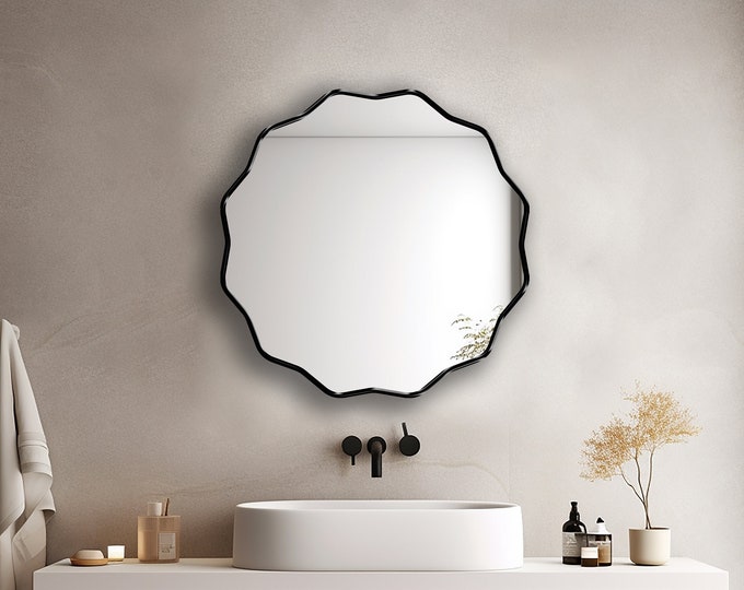 Scalloped Mirror, Circle Mirror, Round Mirror, Circular Wall Mirror, Sunburst Mirror by Asmiro - Charming Wall Mirror for Your Home Decor