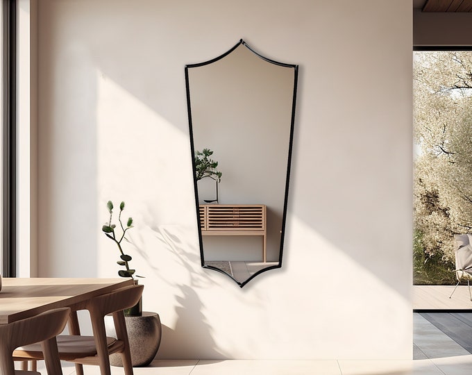 Lance Mirror | Elegant Tapered Wall Mirror | Unique Lance Shaped Decorative Mirror for Living Room, Entryway, Bathroom or Boutique Spaces