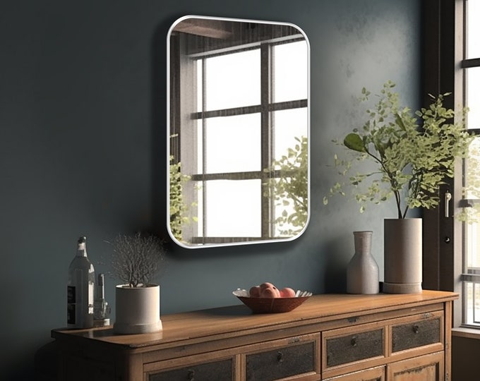 Rectangle Mirror for Wall Decor, Rectangle Mirror with Rounded Corners, Horizontal Wall Mirror - Simplicity is the Ultimate Sophistication