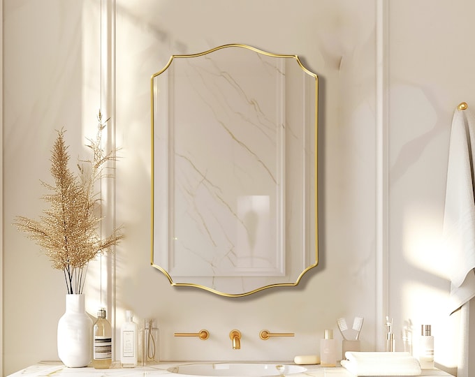 Pacifica Wave Mirror - Elegant Wave-Inspired Wall Mirror, Aesthetic Arched Mirror, Mirror Wall Decor, Statement Vanity Mirror by Asmiro