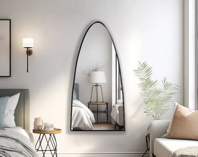 Elongated Arch Wall Mirror, Sleek Arched Vanity Mirror, Modern Statement Mirror, Chic Wall Mirror Decor for Contemporary Homes by Asmiro