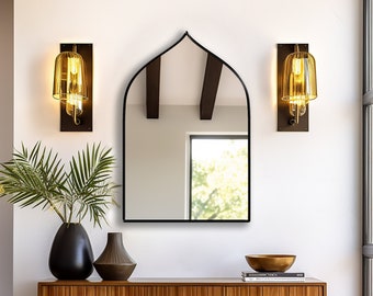 Bohemian Wall Mirror - Boho Home Decor Mirror, Moroccan Arch Mirror, Unique Archway Shape Mirror for Living Room, Bathroom or Entryway Decor
