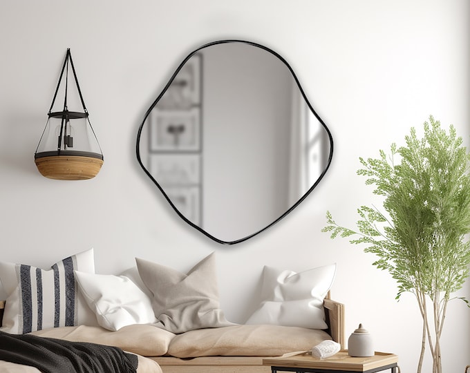 Organic Shaped Mirror, Fluid Mirror, Contemporary Wall Mirror, Freeform Mirror, Modern Vanity Decor, Elegant Rounded Edges Irregular Mirror