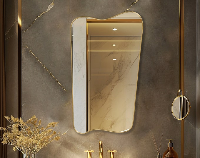 Whimsical Mirror - Organic Wall Mirror, Vanity Mirror, Irregular Mirror - Deliberately Uneven, Unique Piece for the Dream Powder Room
