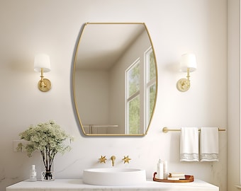 Make-upspiegel, sierlijke wandspiegel, spiegelwanddecoratie, poederkamerspiegel - elegante designspiegel voor esthetisch woondecoratie