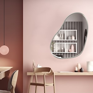 Pond Mirror, Asymmetrical Mirror, Irregular Mirror, Wavy Mirror, Modern Mirror, Abstract Mirror Unique & Timeless Design for Any Decor Silver