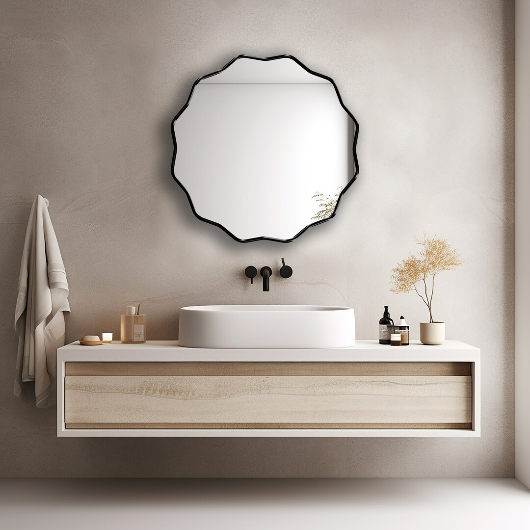 Scalloped Mirror, Circle Mirror, Round Mirror, Circular Wall Mirror ...