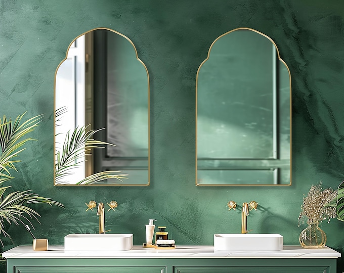 Jumeirah Mirror by Asmiro – Elegant Dubai Inspired Wall Mirror, Luxury Arch Mirror for Bathroom Vanity, Entryway or Living Room Decoration