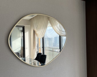 Asymmetrical Circle Mirror, Pond Mirror, Irregular Mirror, Freeform Mirror by Asmiro - Asymmetrical Wall Mirror for Unique Home Decor