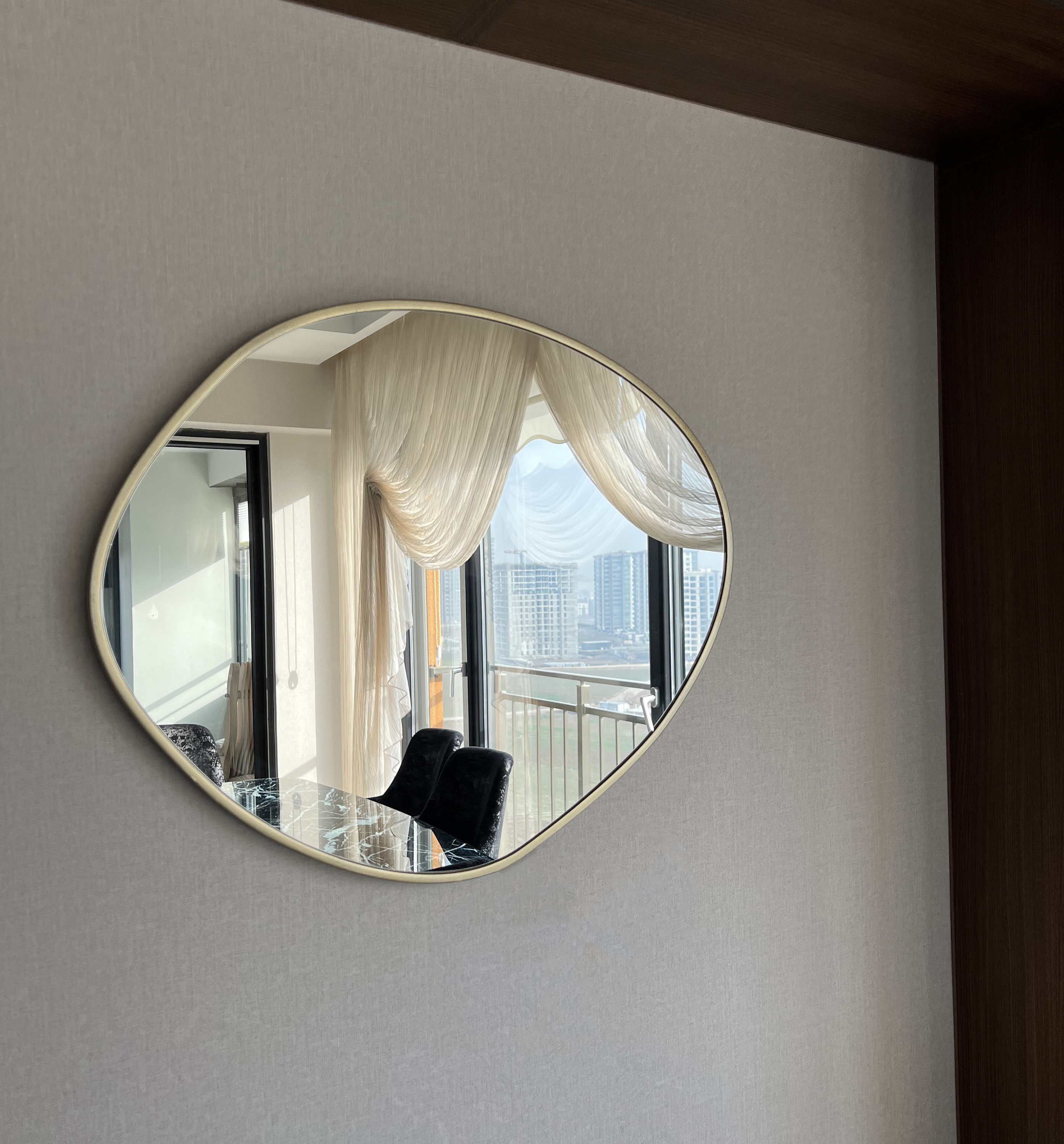 Asymmetrical Circle Mirror, Pond Mirror, Irregular Mirror, Freeform Mirror  by Asmiro - Asymmetrical Wall Mirror for Unique Home Decor