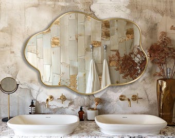 Wavy Mirror, Cloud Mirror, Funky Mirror, Asymmetrical Mirror, Irregular Mirror, Whimsical Mirror - Ideal Mirror to Be Out of the Ordinary
